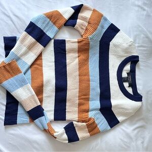 Forever 21 Blue, White, and Tan Striped Sweater